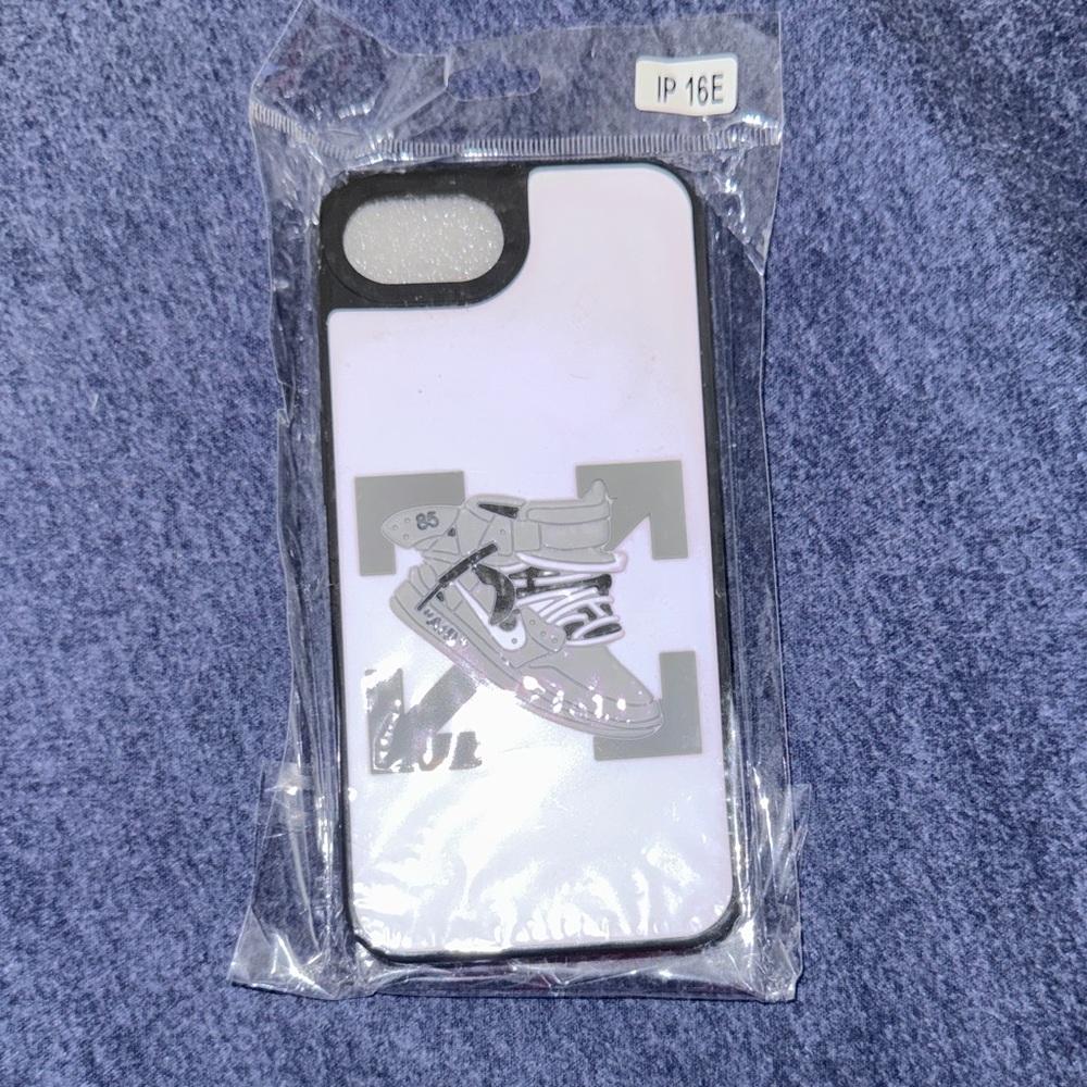 Stylish Black and White IPhone 16E Case Nike Air 85 design